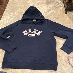 Vintage Y2K Nike Swoosh Hoodie Sweatshirt Blue Spell Out Size XL embroidered